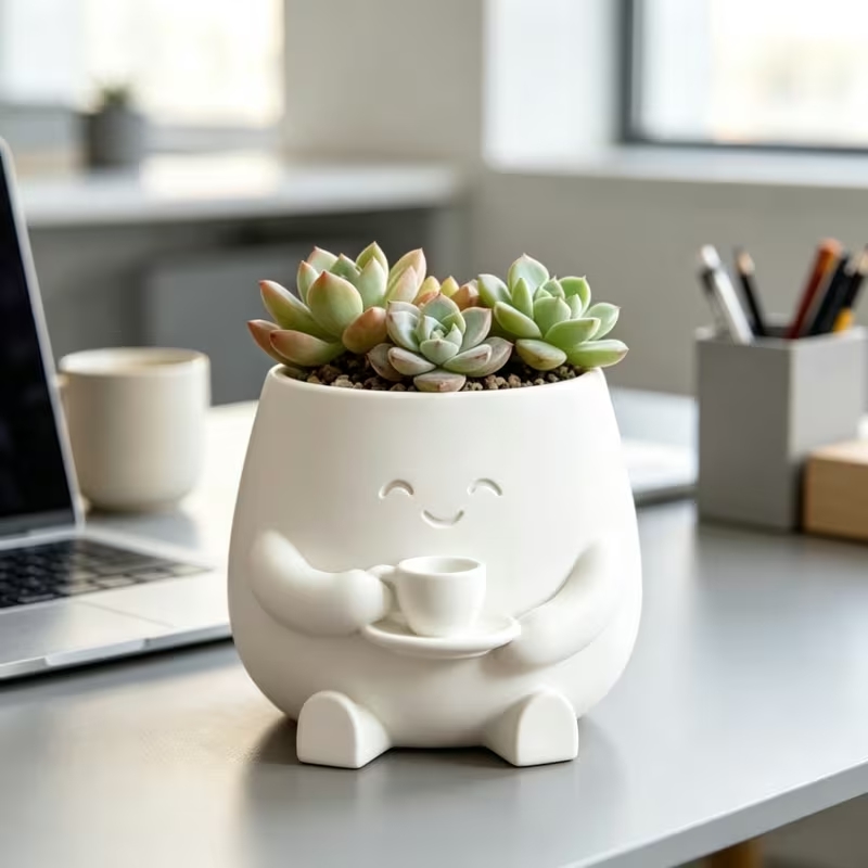 กระถางดอกไม้รูปหน้าแมวยิ้มน่าร - Cactus Mix Pot บทวิจารณ์และราคา