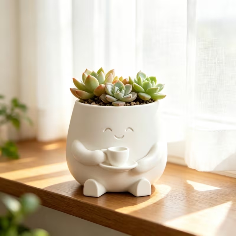 กระถางดอกไม้รูปหน้าแมวยิ้มน่าร - Cactus Mix Pot บทวิจารณ์และราคา