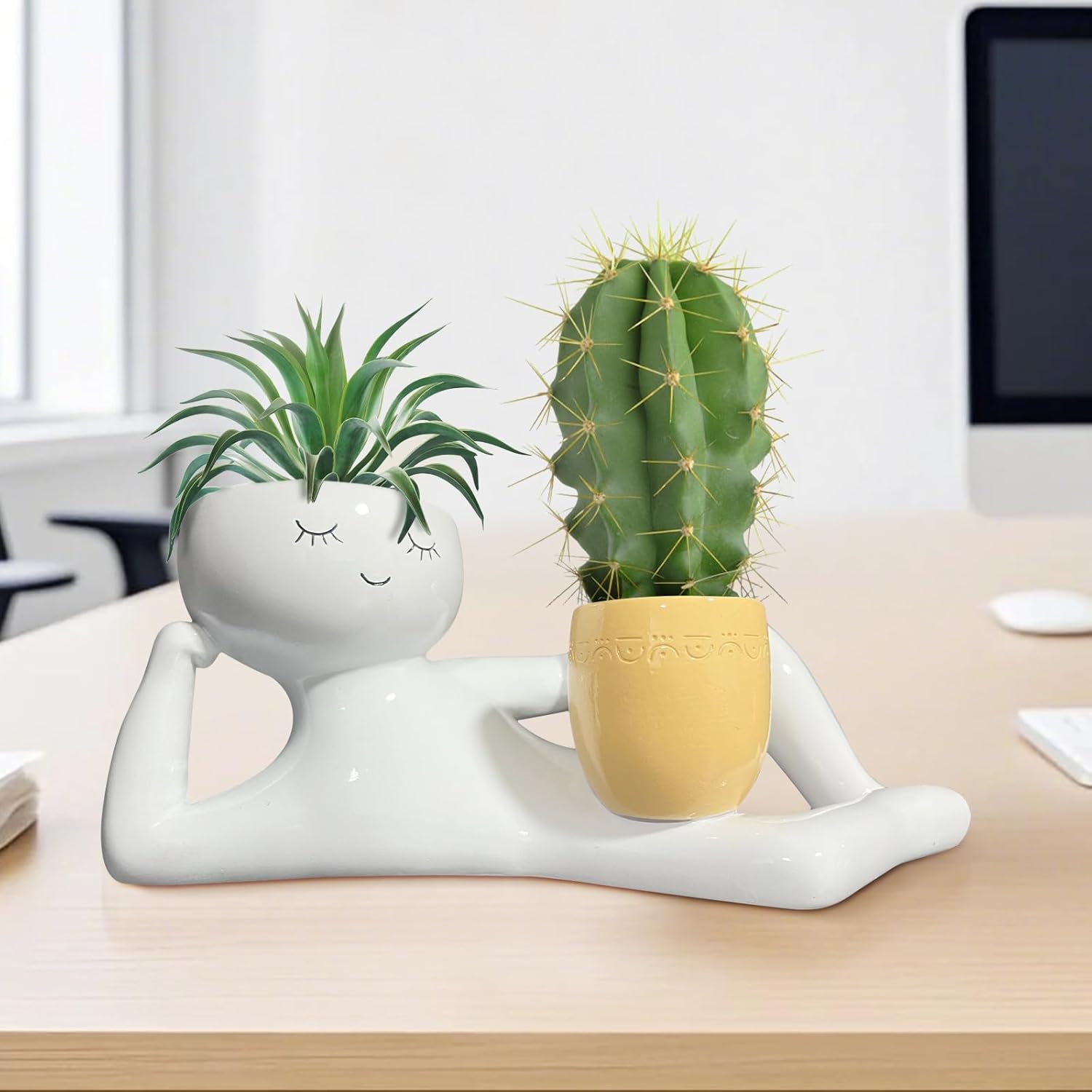 กระถางต้นไม้รูปคนขี้เกียจสุดน่ - Cactus Mix Pot บทวิจารณ์และราคา